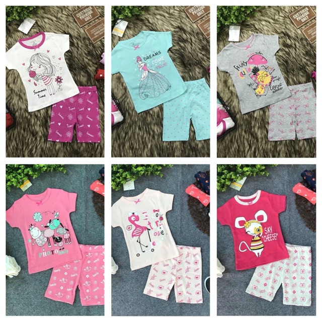 combo 5 bộ bozip/borip cộc tay bé trai/bé gái 8-22kg