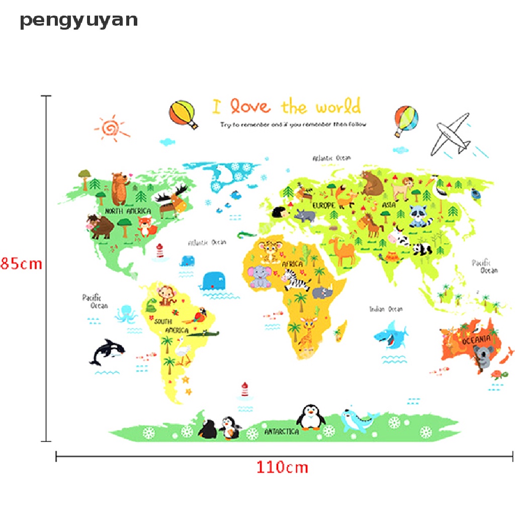[pengyuyan] Nhãn Dán Tường Vinyl Hình Động Vật Hoạt Hình Trang Trí Phòng Khách / Cửa Phòng Ngủ Cho Bé DIY