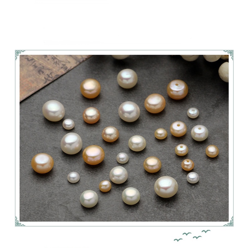 Set 5 Hạt Ngọc Trai Giả Nửa Lỗ 4 / 6 / 8mm Tự Làm Trang Sức