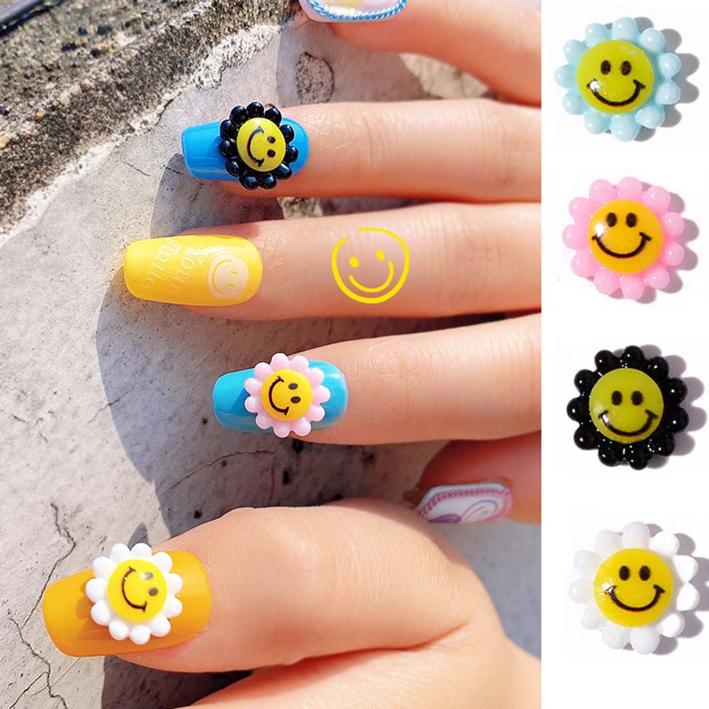 [Hàng mới về] Mặt Phụ Kiện Trang Trí Móng Tay Hình Hoa Hướng Dương Nhiều Màu Dễ Thương