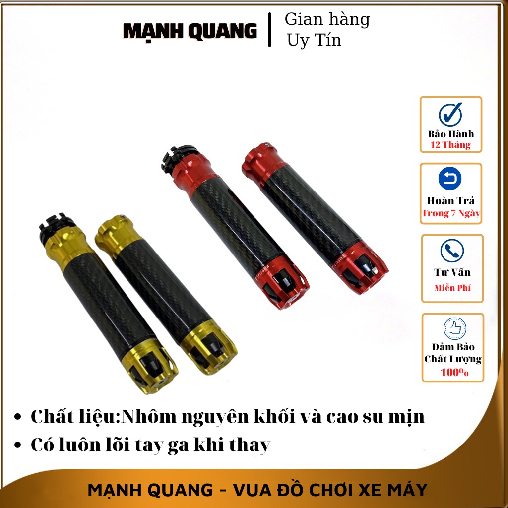 Bao tay gù xoay Carbon có lõi ga (1 Cặp).Gắn thông dụng các dòng xe