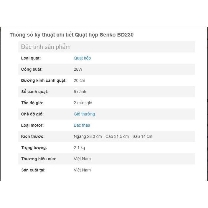 Quạt bàn Senko BD230