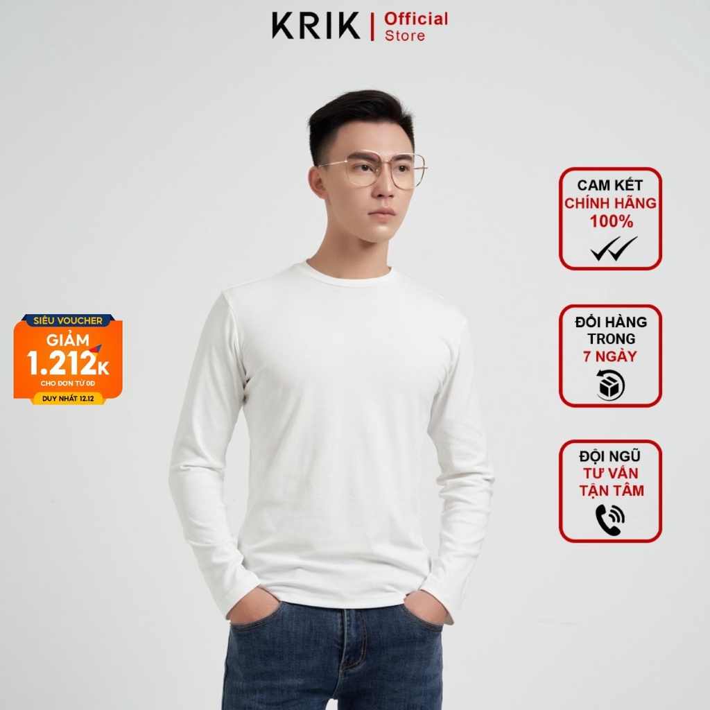 Áo Thun Nam Dài Tay Krik Chất Liệu Nỉ Cao Cấp Mềm Mịn Co Giãn Nhẹ Thiết Kế Cổ Tròn Basic Form Slimfit Ôm Body AN8032 | BigBuy360 - bigbuy360.vn