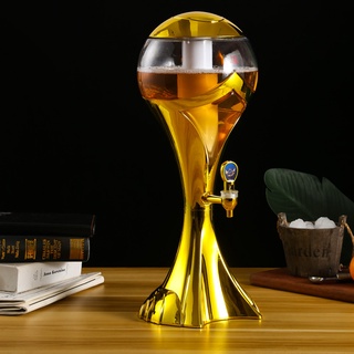 Tháp Bia Có Đèn Led 3 lít HC Hình Cúp Đựng Beer Trà sữa Nước ngọt Có Lõi đá giữ lạnh Vòi rót cho pub