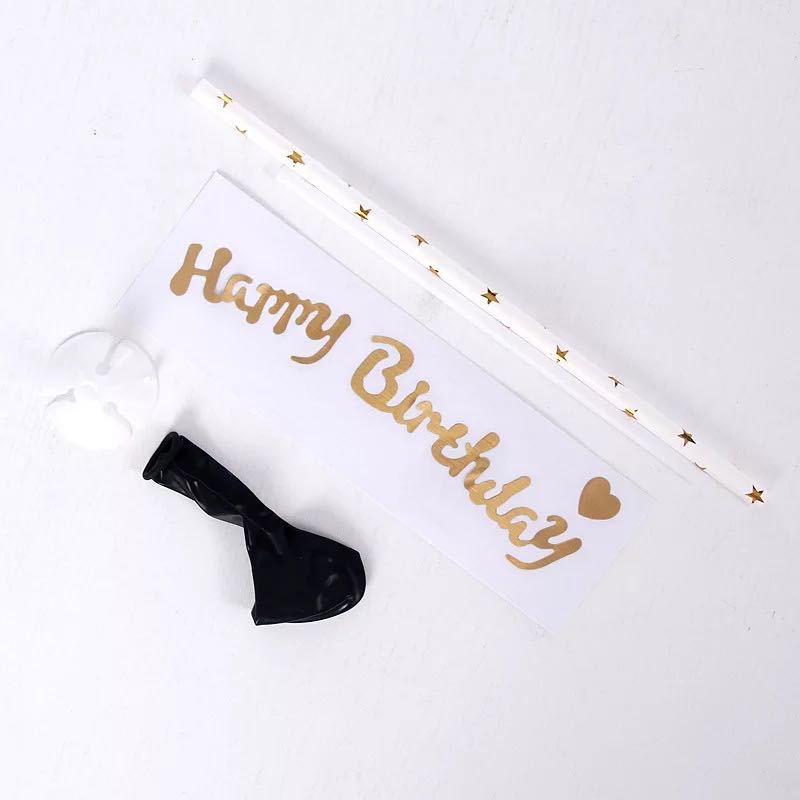 1 bộ bóng bay màu đen 5 inch kèm nhãn dán trang trí bánh kem