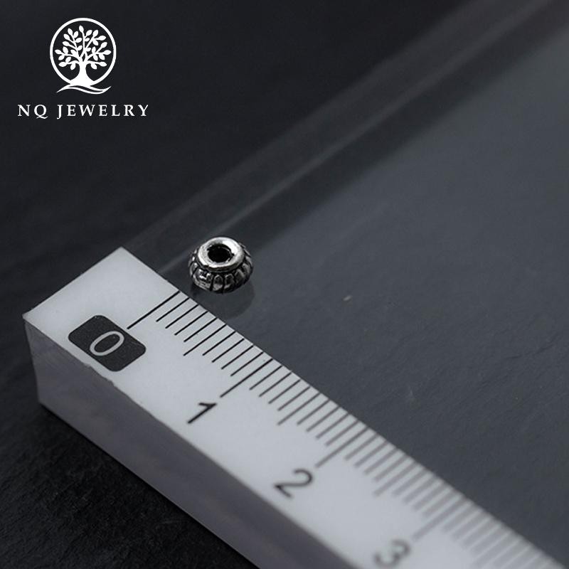 Combo 5 charm bạc chặn hạt họa tiết bánh xe 3*4mm - NQ Jewelry