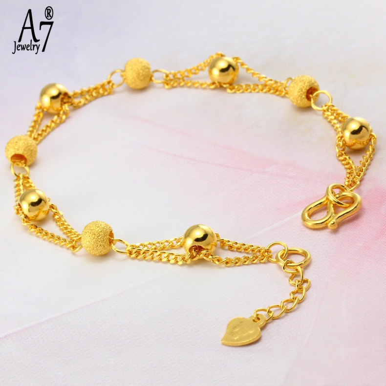 Vòng tay xâu hạt màu vàng đồng 18K thời trang