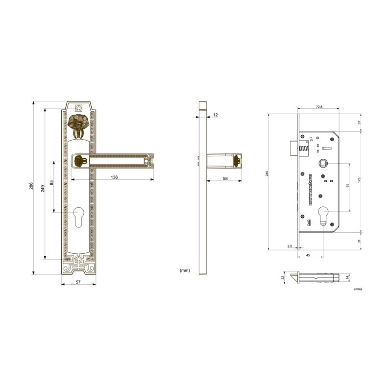 [Mẫu Mới Thân Inox 304] KHÓA TAY GẠT BẰNG ĐỒNG HUY HOÀNG HC8528 Thân Inox (CỬA CHÍNH)