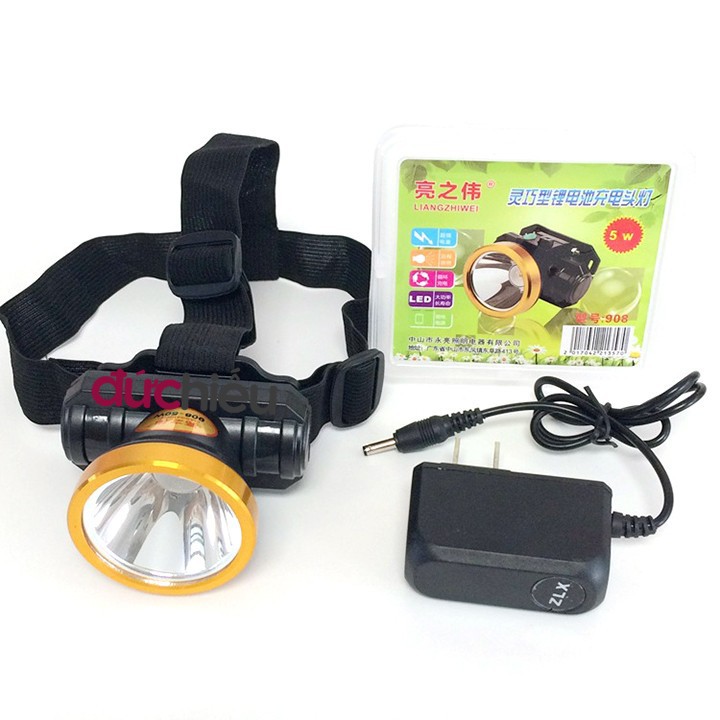 Đèn pin đội đầu sáng mạnh viền vàng  HL-02
