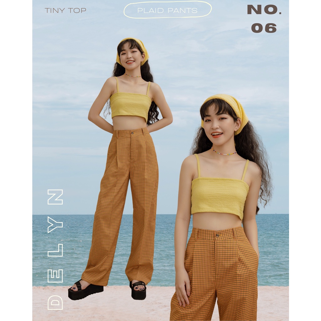 DELYN - Quần ống suông caro - PLAID PANTS