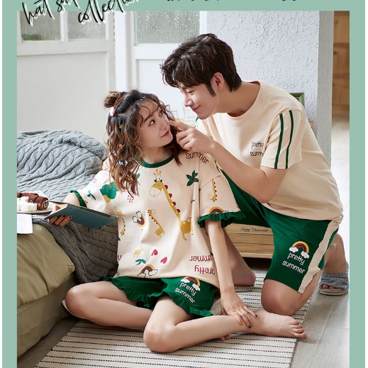 Bộ Đồ Ngủ Pijama Ngắn Tay Phong Cách Hàn Quốc Cho Cặp Đôi | BigBuy360 - bigbuy360.vn