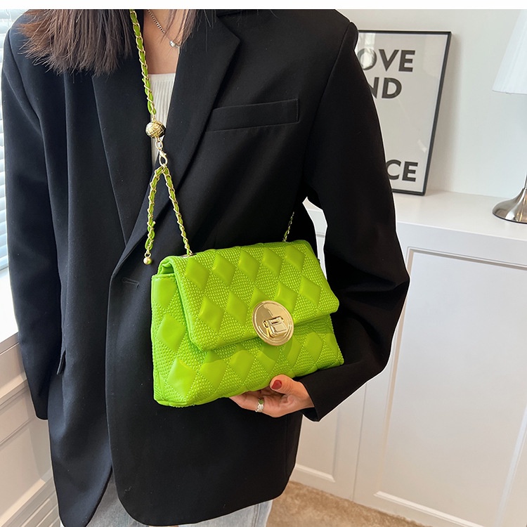 Túi Đeo Vai Hình Vuông Cỡ Nhỏ Họa Tiết Hình Thoi Phối Dây Xích Thời Trang Cho Nữ