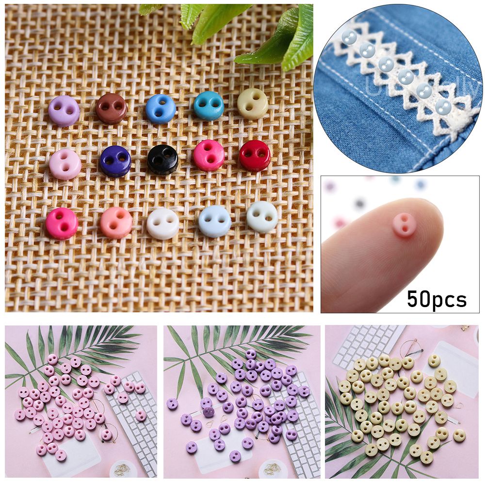 Bộ 50 nút nhựa mini màu kẹo dễ thương cho búp bê 4mm