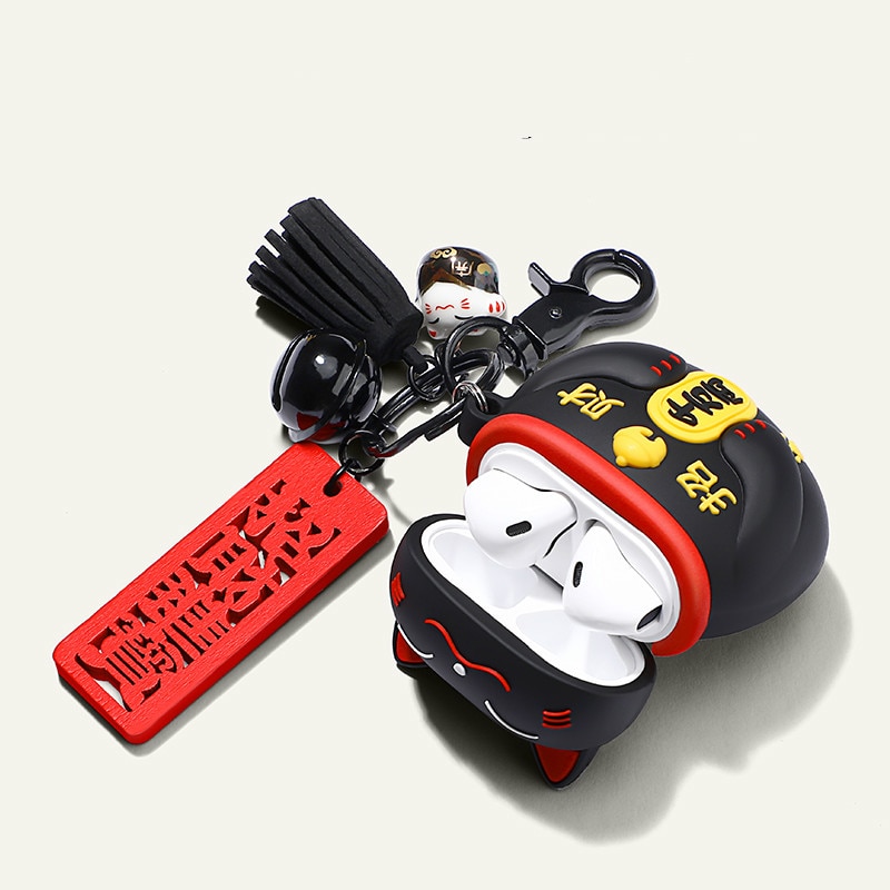 Vỏ bảo vệ hộp sạc tai nghe Airpod Pro 1 2 phong cách hoạt hình 3D bằng silicon có móc khóa