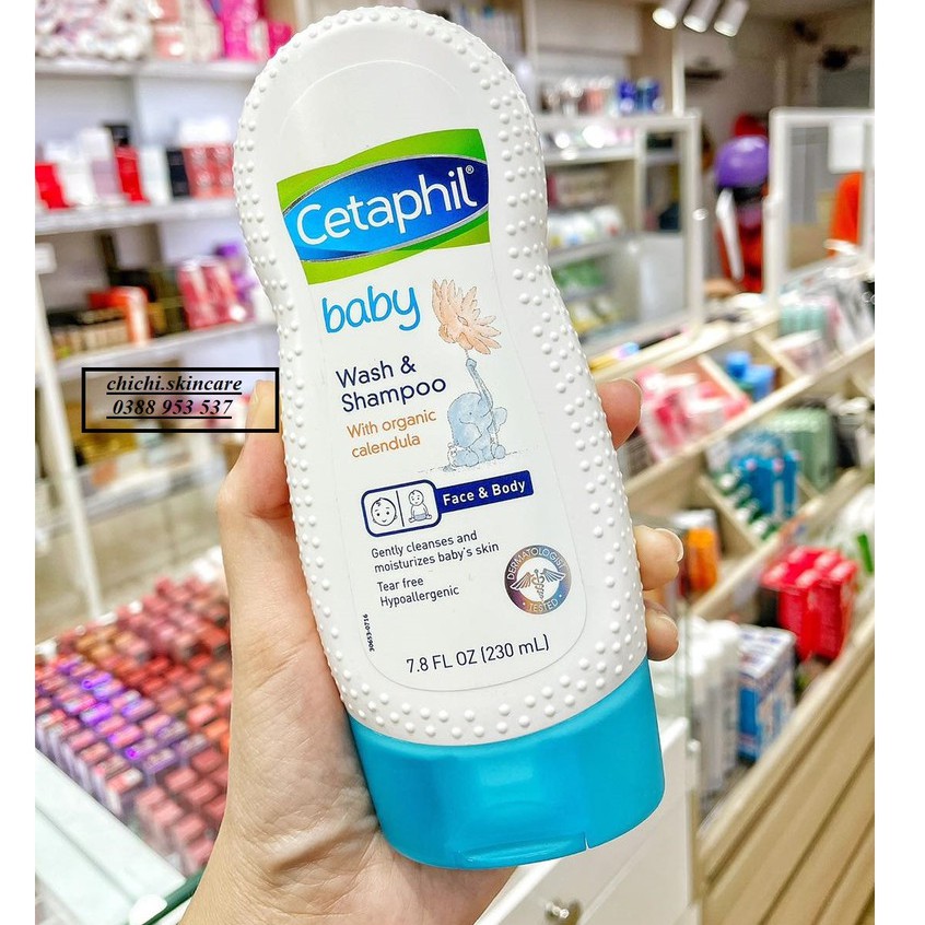 (CHÍNH HÃNG - 936077) Tắm gội Cetaphil Baby Gentle Wash & Shampoo 230ml - With Organic Calendula