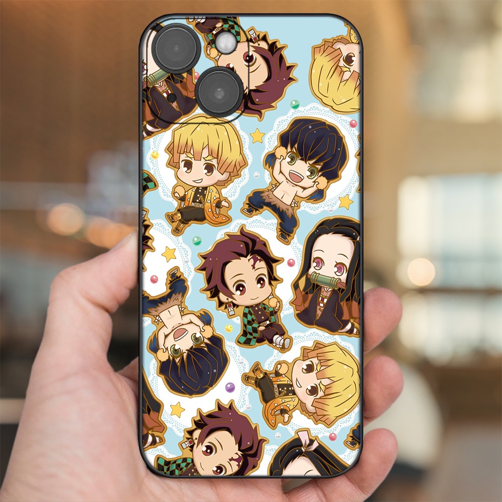 Ốp lưng iPhone 13 dẻo đen cạnh vuông in hình Zenitsu Kimetsu no Yaiba