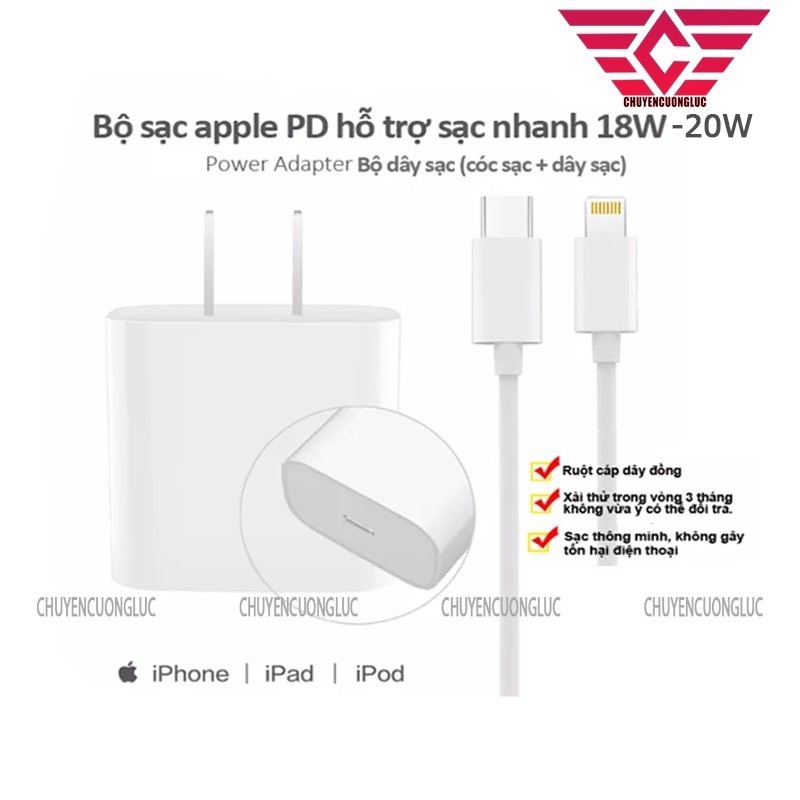 Bộ sạc iphone 18w - 20w chính hãng AppIe dành cho IPhone/ IPad