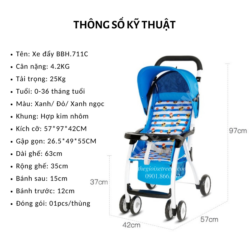 Xe đẩy cho bé gọn nhẹ Baobaohao 711C