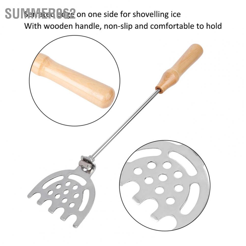 Summer062 Stainless Steel Mini Wooden Handle Mix Shrimp Bait Shovel Fishing Tackle for Fisherman