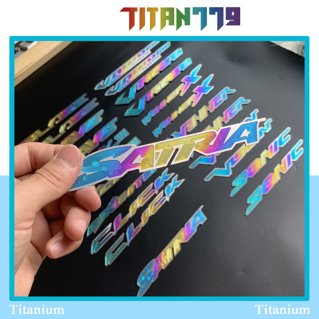 Tem Titan tên chữ 3D có sẳn keo 3M các dòng xe AB, WAVE, WAVE @, EXITER, CLICK, SATRIA, VARIO, WINNER, WINNER X, SATRIA