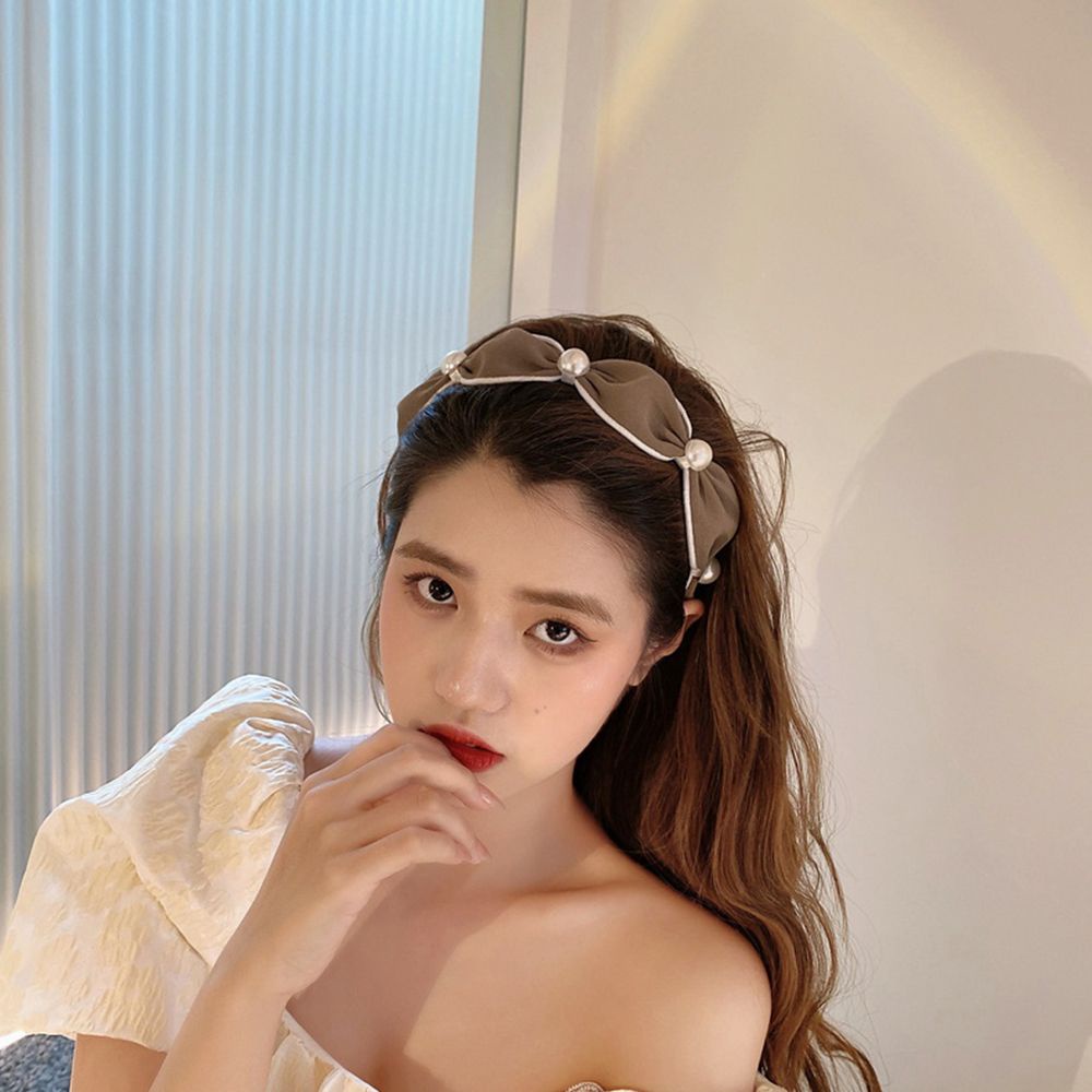 Băng đô vải đính ngọc trai nhân tạo nhiều màu phong cách Hàn Quốc sang trọng cho nữ