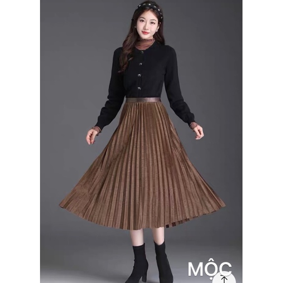 Chân váy Quảng châu dạ nhung mẫu thời trang mới nhất