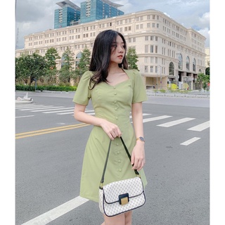 Đầm SOPHIA - Đầm trơn nút bọc