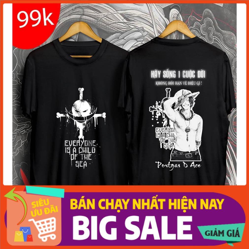 [SIÊU RẺ] ÁO ONE PIECE ACE | ÁO THUN ONE PIECE đẹp tặng kèm bịt mặt ONE PIECE cực ngầu