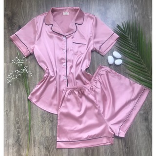 Bộ Pijama lụa màu hồng