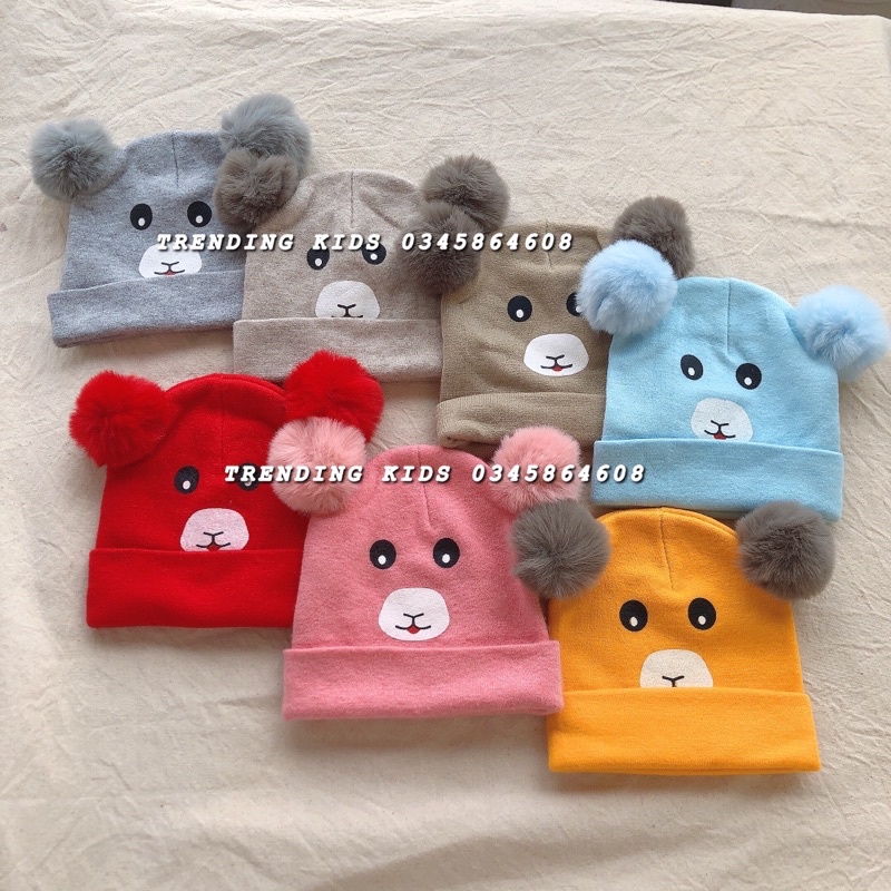 - Mũ Len Cho Bé Hình Gấu Quả Bông- Mũ Len Cho Bé Trai Bé Gái - Mũ Len Xinh Cho Bé - Trending Kids