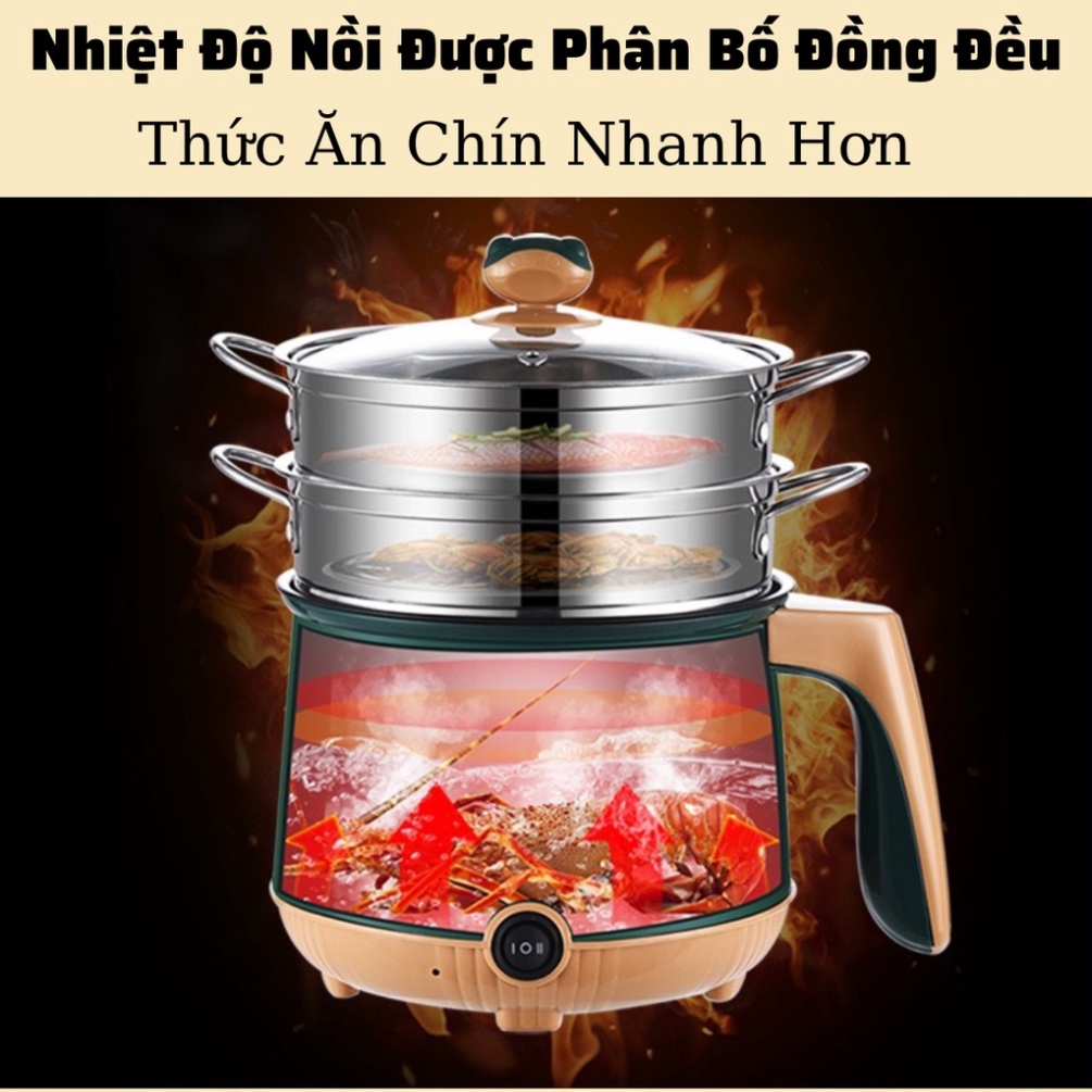 Nồi Lẩu Điện Shaban Đa Năng 18cm Chống Dính Vân Đá - Nấu,Chiên,Xào Kèm Giá Hấp Inox Siêu Tiện Lợi