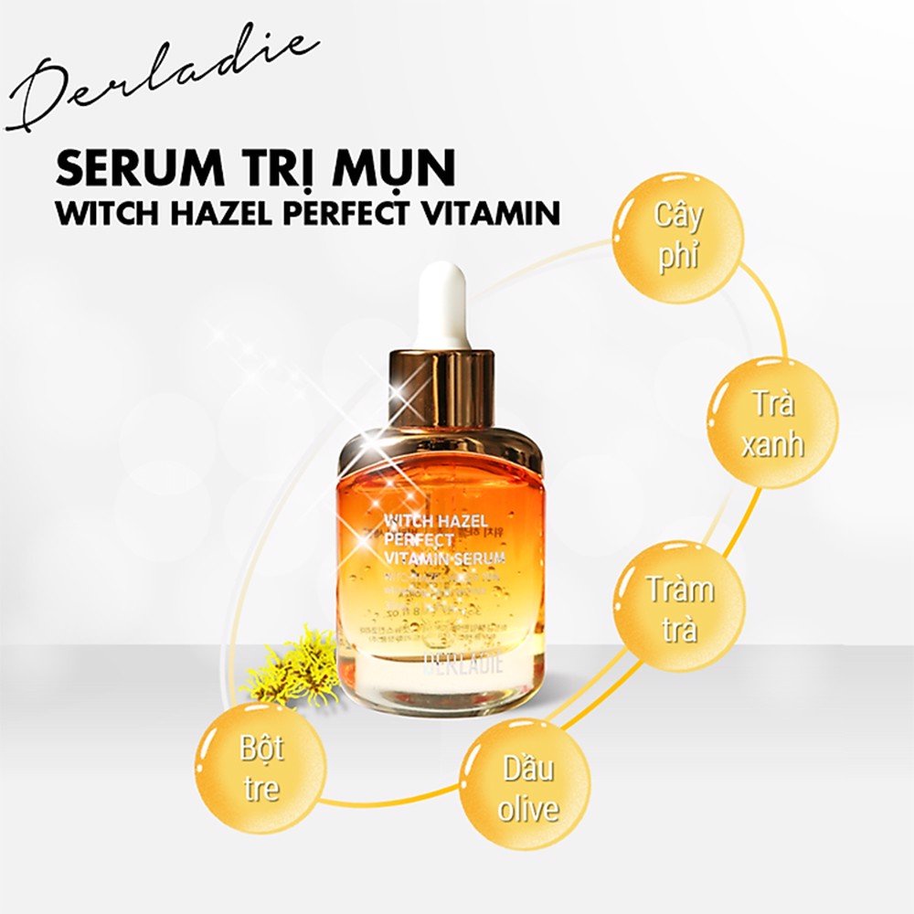 Serum Derladie Witch Hazel Perfect Vitamin Serum Tinh Chất Từ Cây Phỷ Giúp Ngừa Mụn, Giảm Thâm, Làm Đầy Sẹo rỗ 35ml