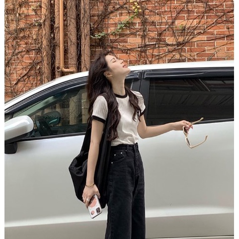 Áo Thun Nữ Ngắn Tay Cổ Tròn Thời Trang Hàn Quốc