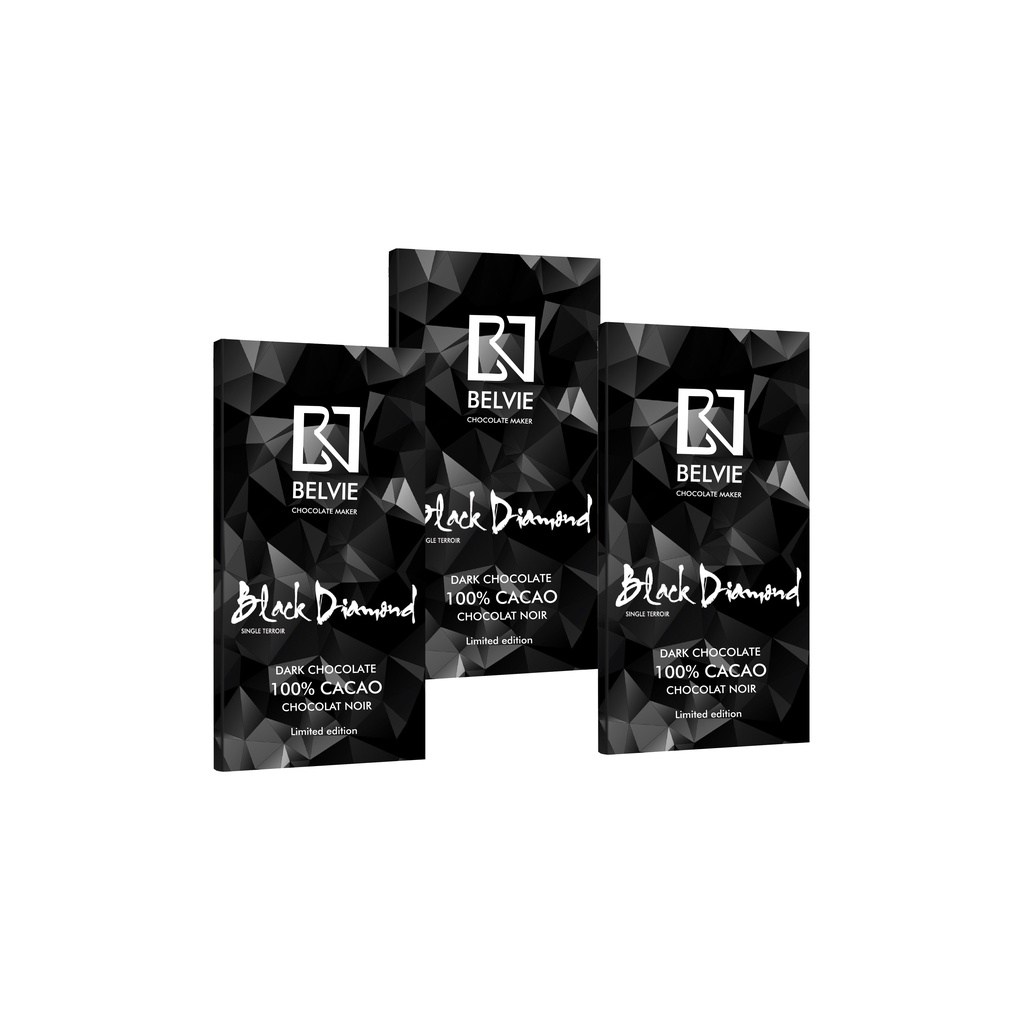 Bộ 3 thanh socola đen 100% cacao Black Diamond