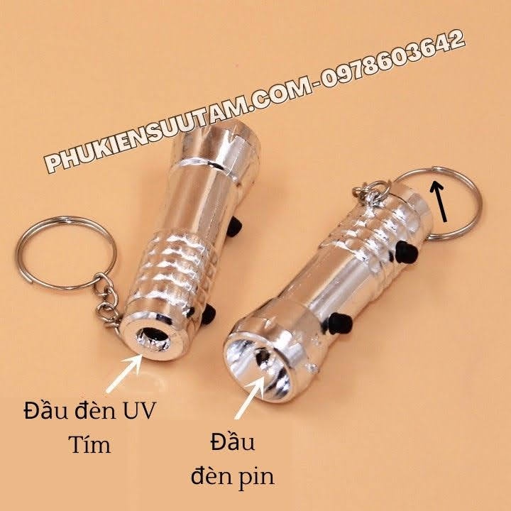Đèn Pin Siêu Rẻ Ánh Sáng Tím UV 2 Đầu, kích thước: 1.5cmx5.5cm, chất liệu: nhôm - SP005762