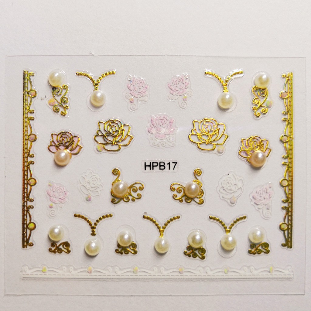 Sticker dán móng tay ngọc trai 3D trang trí cao cấp