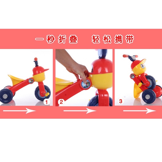 Xe đạp 3 bánh con kiến phát sáng có nhạc có thể gấp gọn .