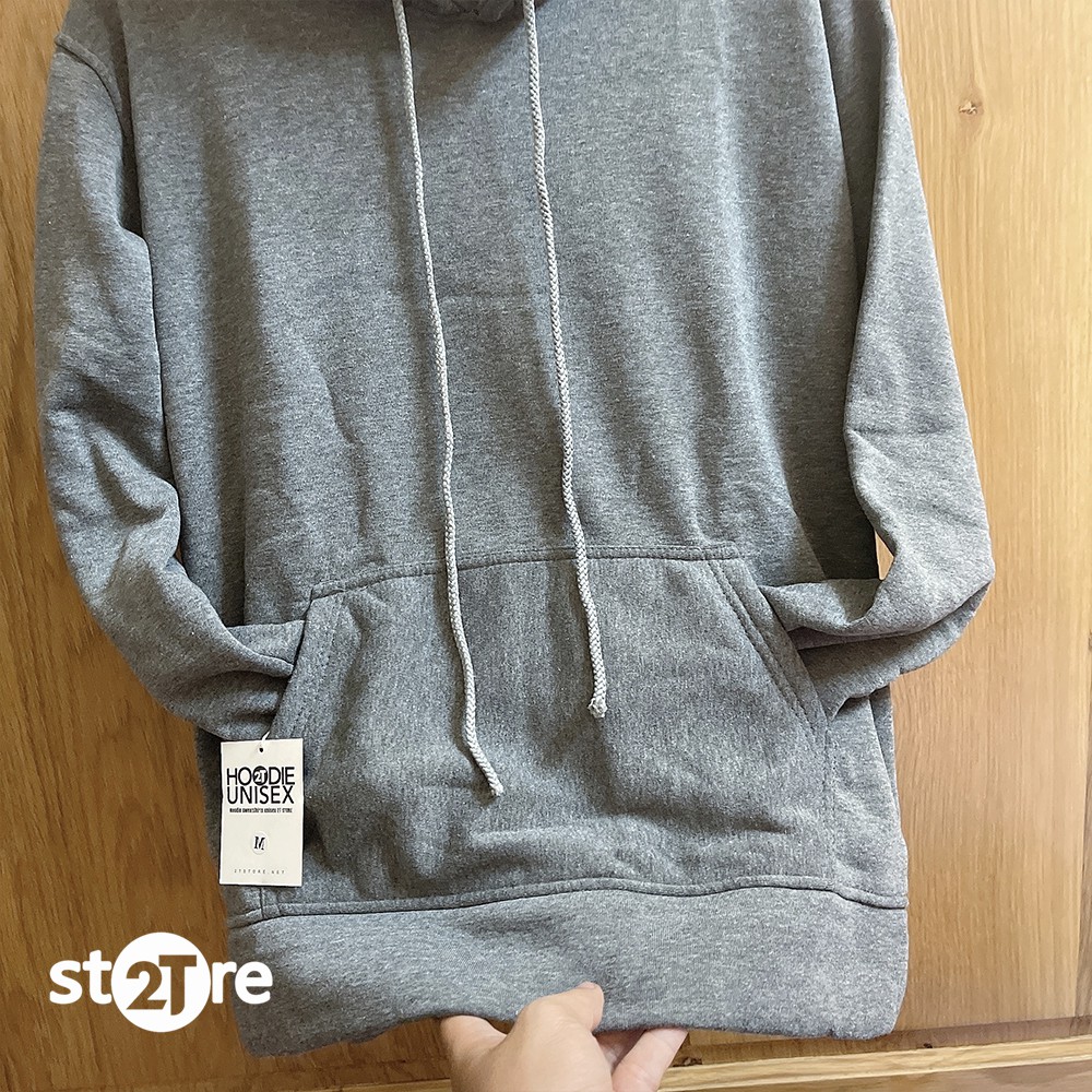 Áo hoodie unisex 2T Store H07 màu xám đậm - Áo khoác nỉ chui đầu nón 2 lớp dày dặn đẹp chất lượng | BigBuy360 - bigbuy360.vn