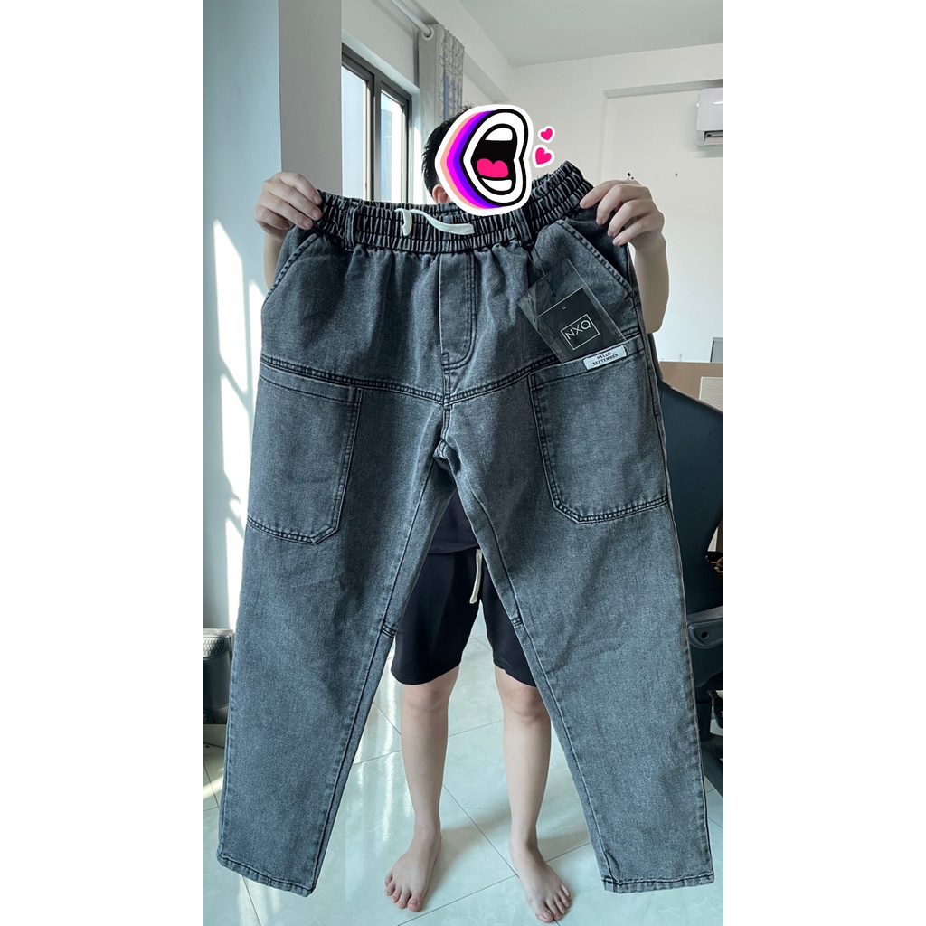 QB86 quần jean 2 màu phối logo