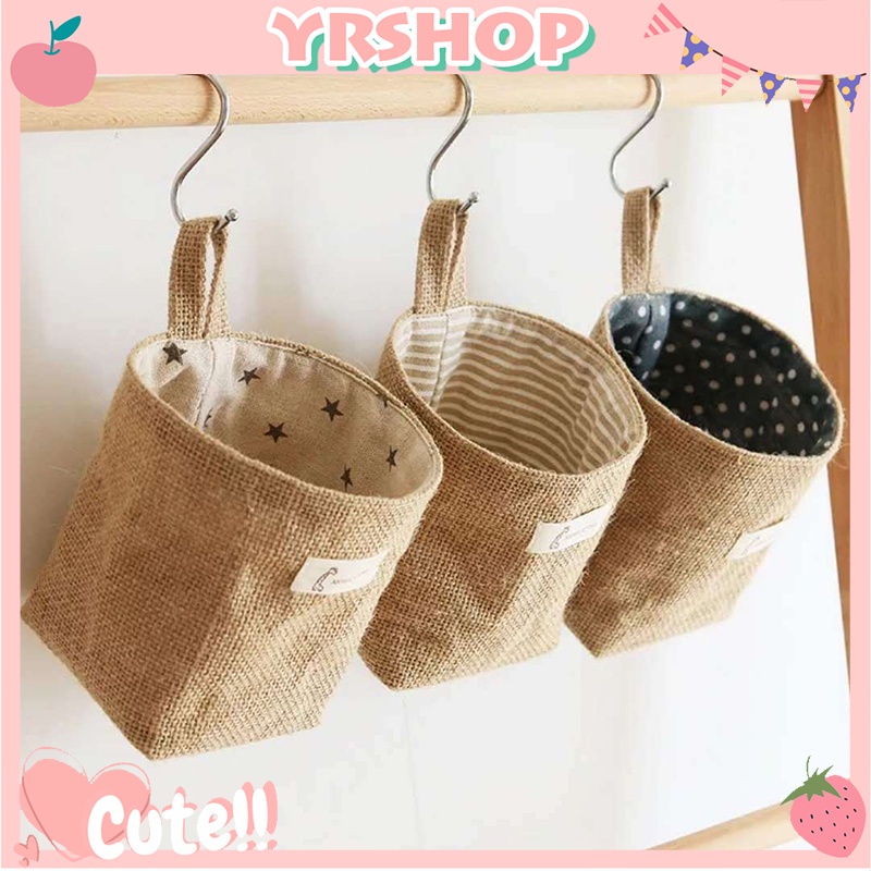 Túi đựng đồ treo tường vải cotton lanh có thể gập lại và giặt sạch tiện dụng