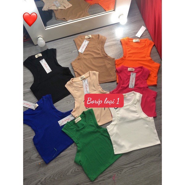 Áo kiểu nữ dáng ngắn ba lỗ sát nách chất thun bozip trơn xinh