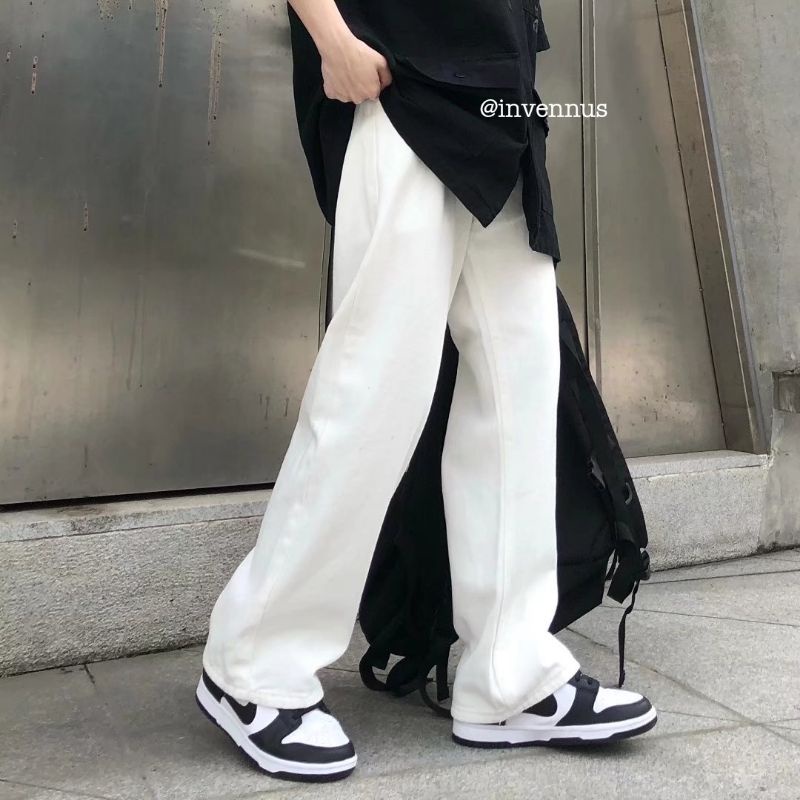 Quần baggy nam ống rộng INVENNUS quần kaki trắng chất vải dày dặn co giãn | designed by VENNI - VN23