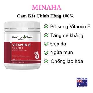 Vitamin e 500ui healthycare của úc, bổ sung vitamin e, lọ 200 viên