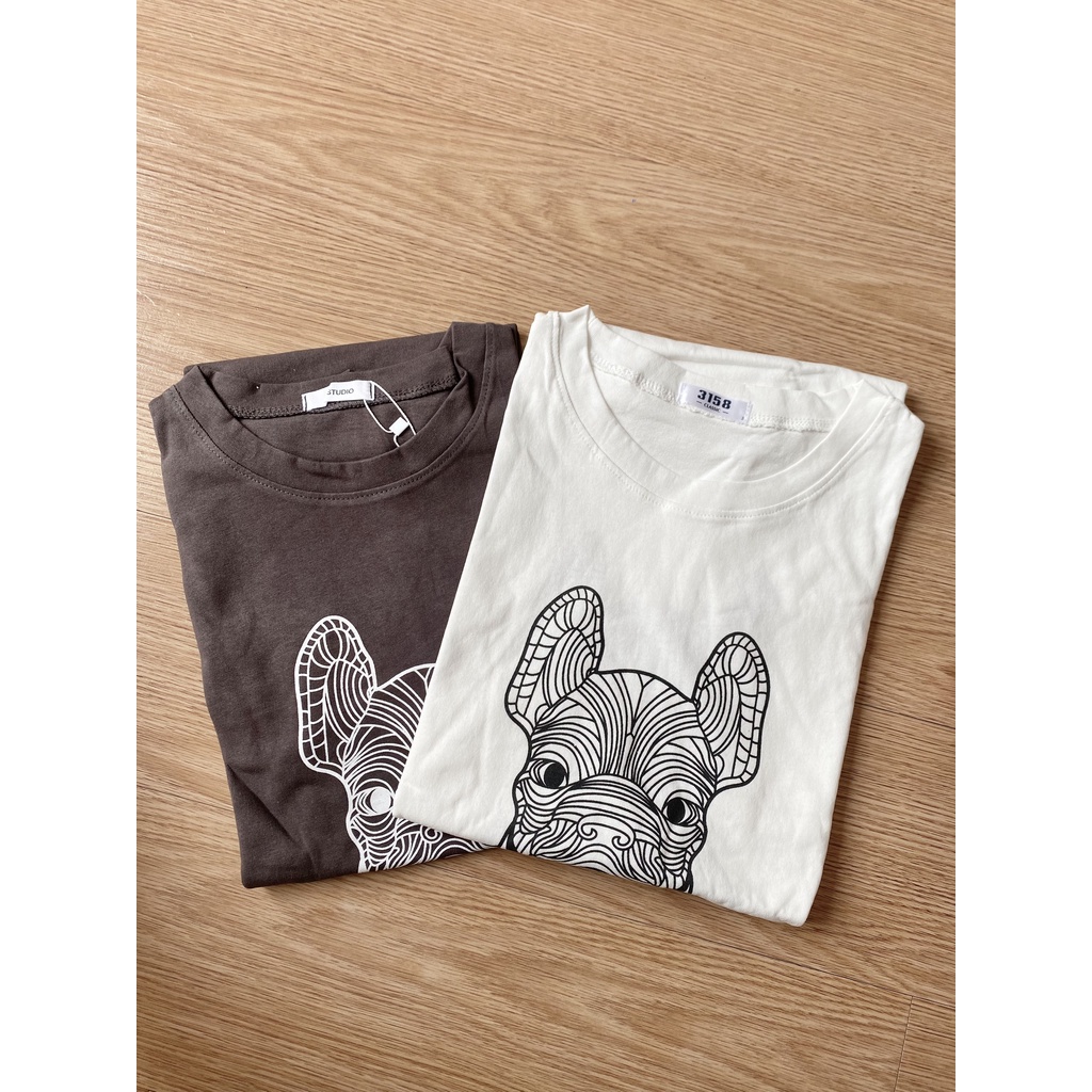 Áo Thun Cotton Khô Hình Chó 2 Mặt Bassic