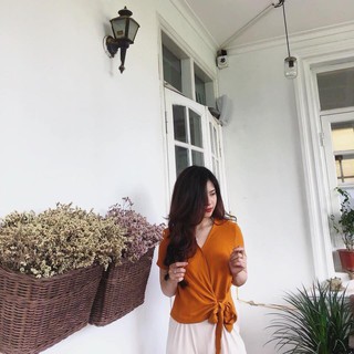 áo vạt chéo thắt nơ