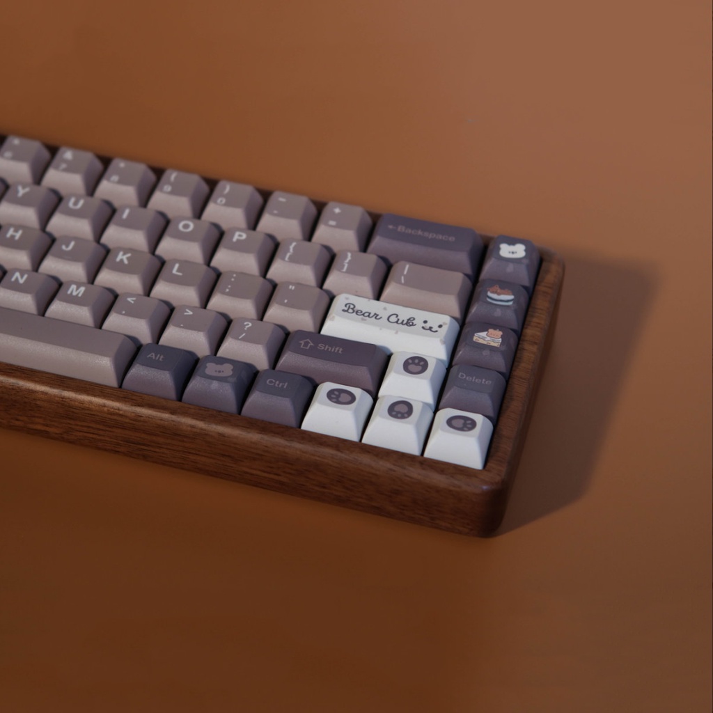Keycap Bộ Nút Bàn Phím Cơ PBT Nhuộm Màu KCA Hình Gấu Dễ Thương Cá Tính ISO