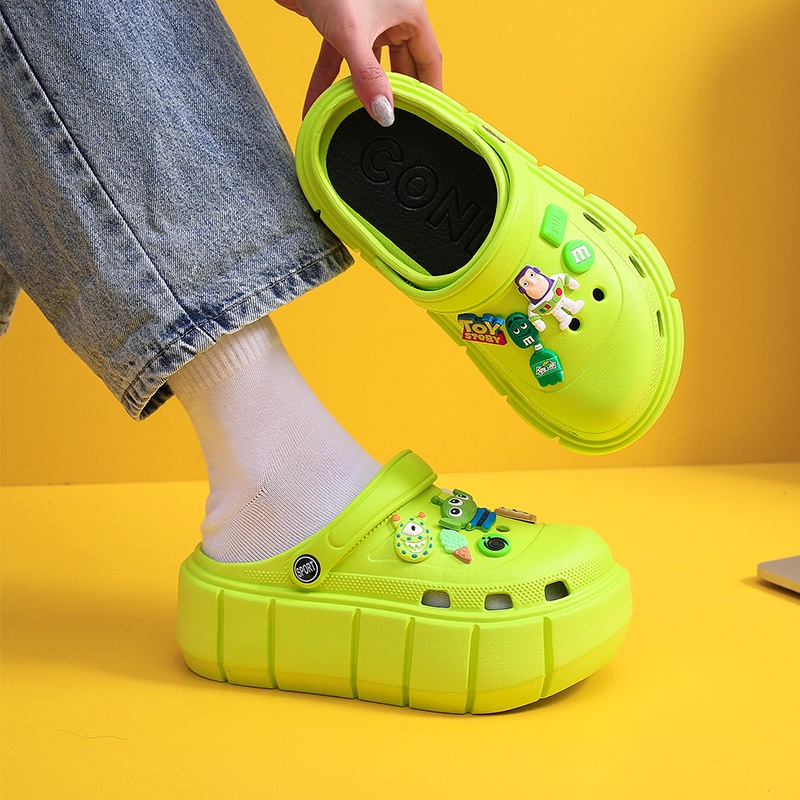 Dép cross nữ đế 5cm siêu nhẹ kèm Sticker dễ thương - dép nữ cross bánh mì hot trend 2022