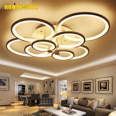 Đèn trần MONSKY trang trí phòng khách LED 8 cánh hoa hải đường 3 chế độ màu ánh sáng có điều khiển Lighthouse