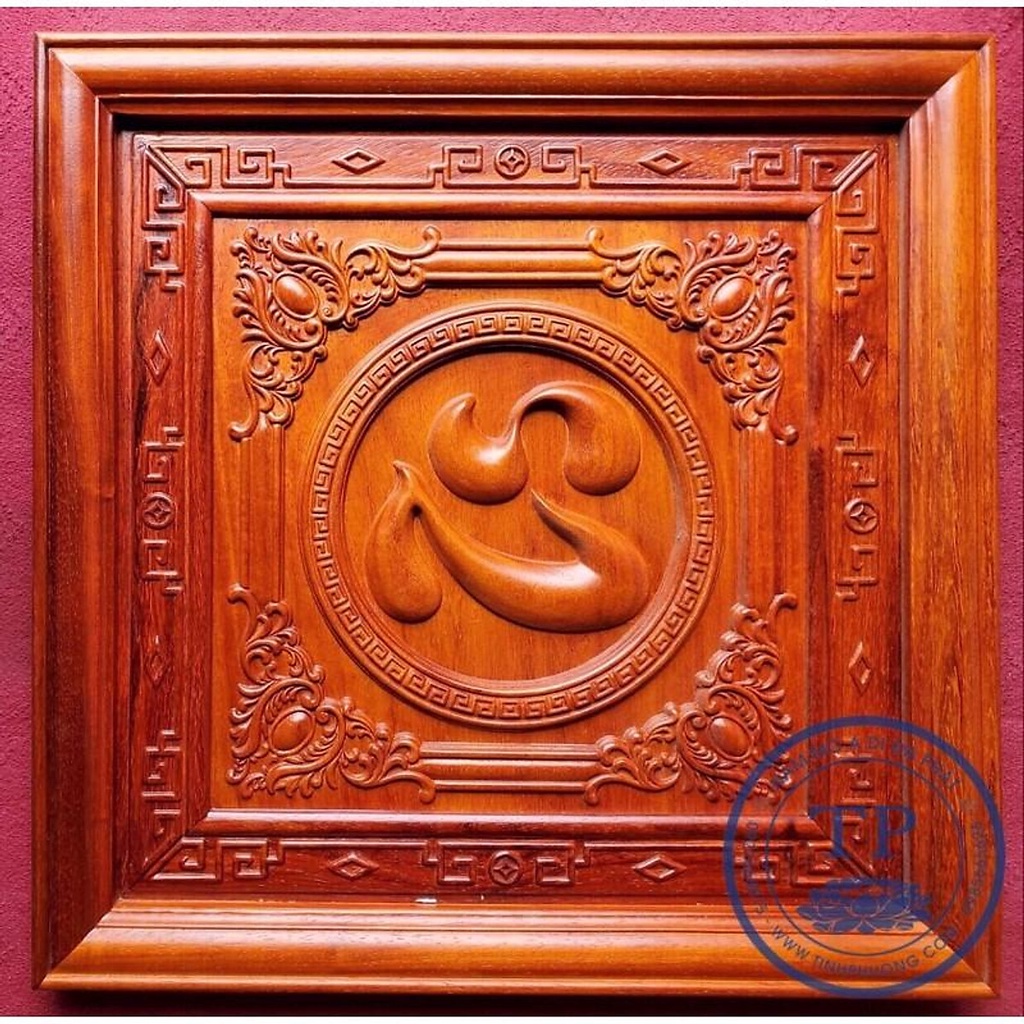 Tranh gỗ hương đục - mẫu chữ Tâm ( chữ Tâm hán nôm) HAN700- Đồ thờ Tịnh Phương