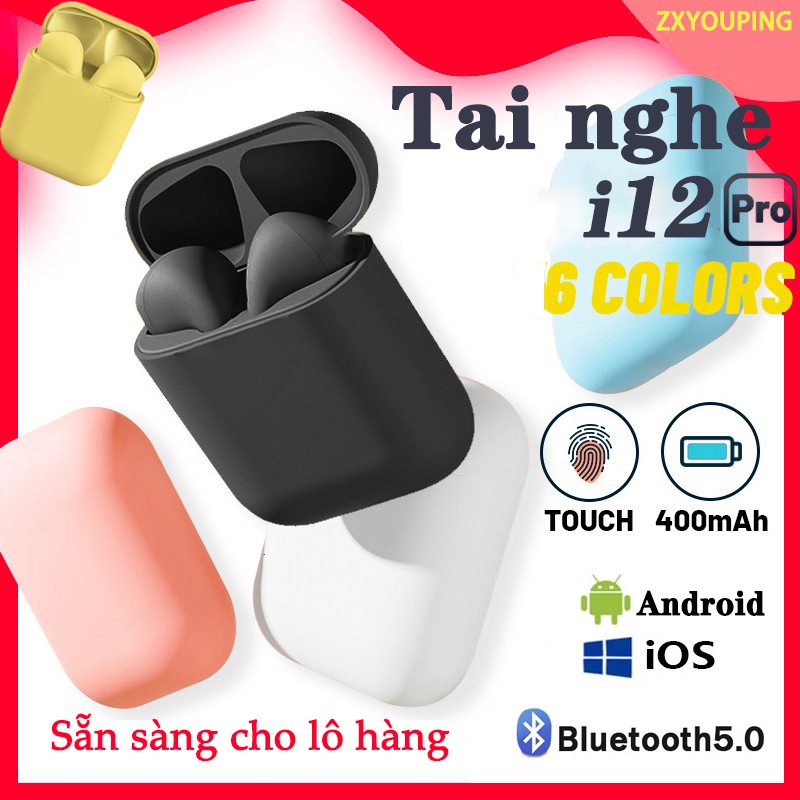Tai nghe bluetooth không dây tai nghe i12 chính hãng dùng được cho ios và tai nghe bluetooth android i12 tai nghe